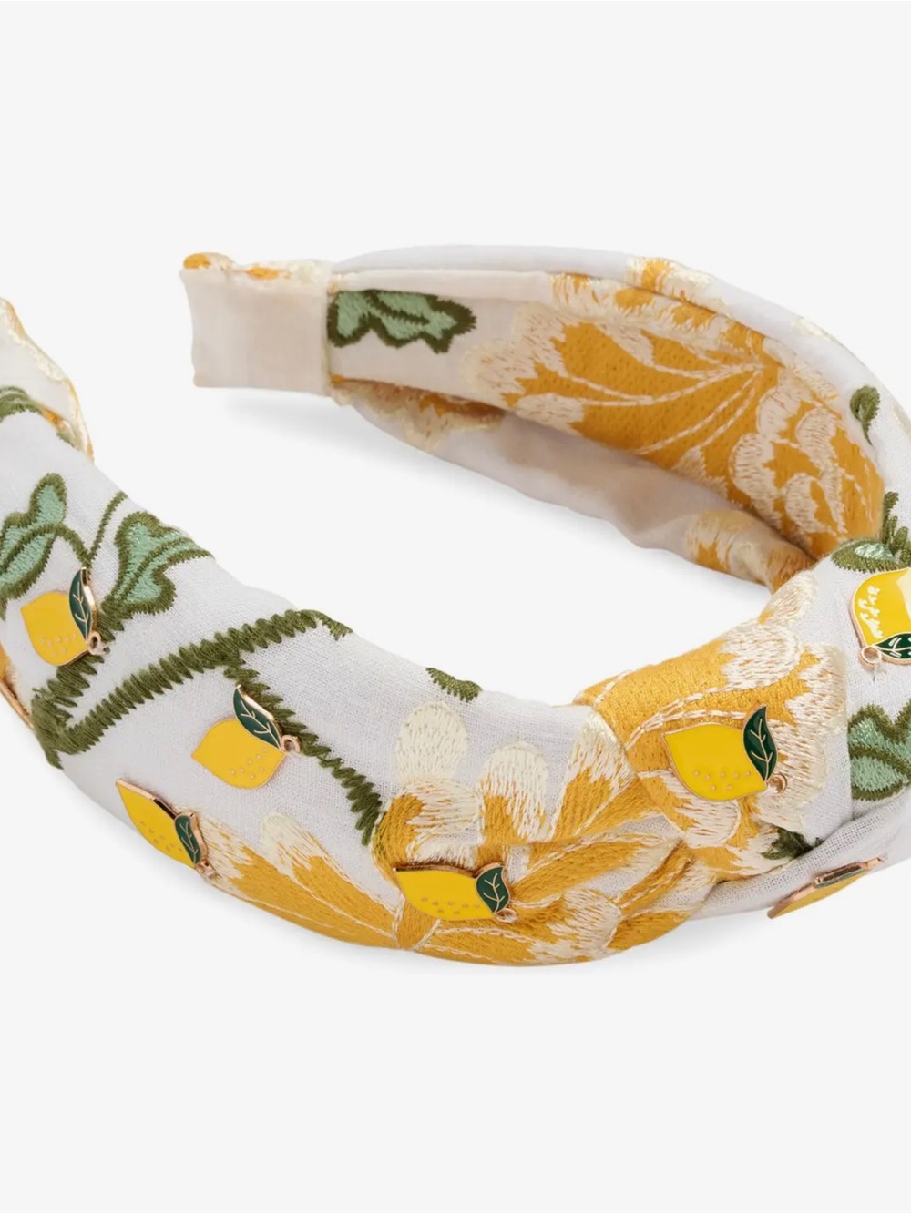 462. Shiraleah floral Embroidery Topknot with Lemoncello charms 🍋